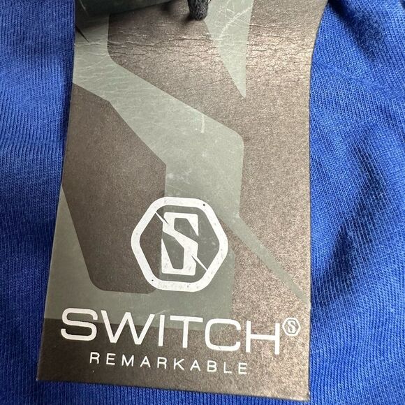 NWT Switch Men’s Blue Short Sleeve Utility Tee Shirt 3D Yellow Buckle Pocket 2XL - Picture 6 of 7